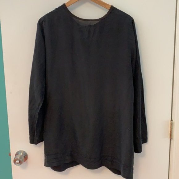 Vintage Johnny Was 100% Silk Black Button Tunic Top - Picture 6 of 12